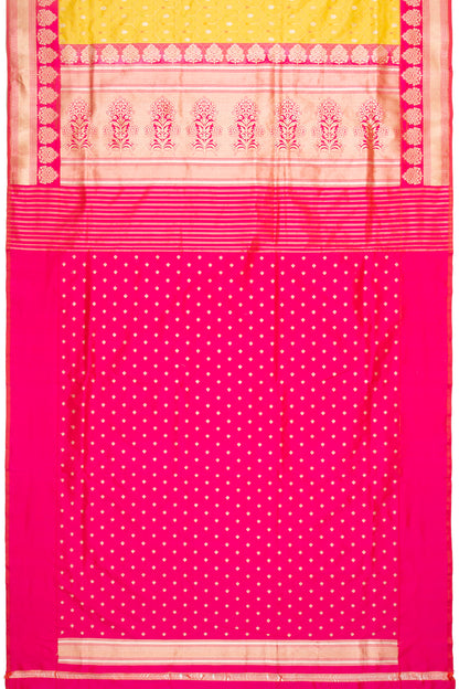 Banarasi Silk Jaal And Butta Yellow Saree