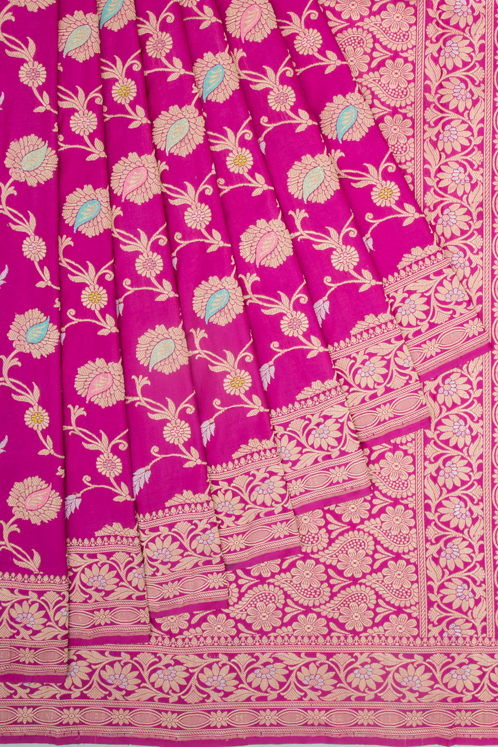 Banarasi Silk Kadwa Jaal Magenta Pink Saree