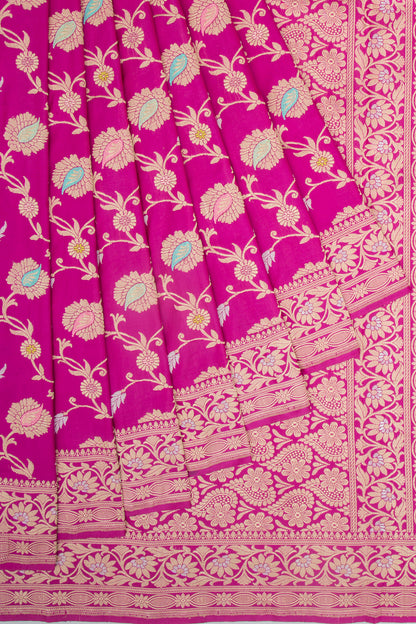 Banarasi Silk Kadwa Jaal Magenta Pink Saree