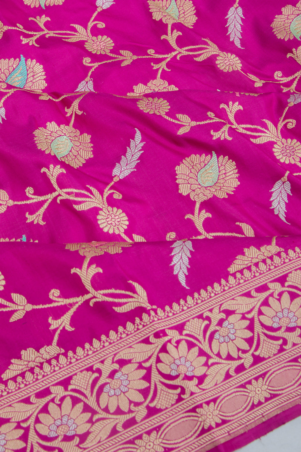 Banarasi Silk Kadwa Jaal Magenta Pink Saree