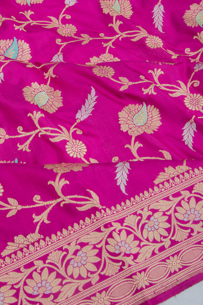 Banarasi Silk Kadwa Jaal Magenta Pink Saree