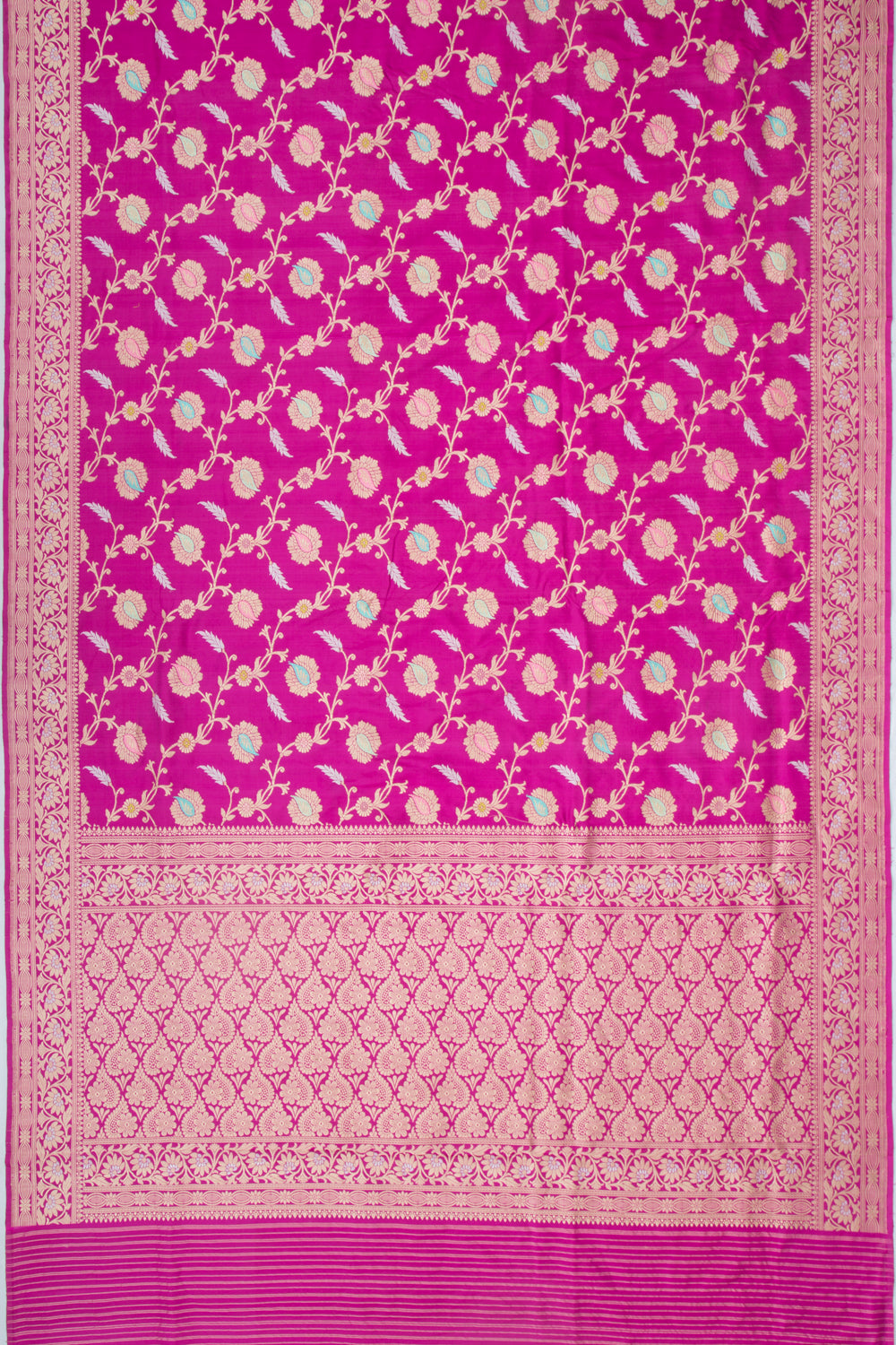 Banarasi Silk Kadwa Jaal Magenta Pink Saree