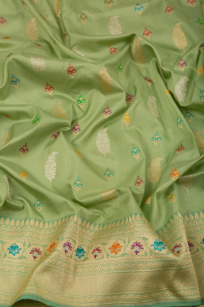 Banarasi Silk Kadwa Butta Green Saree