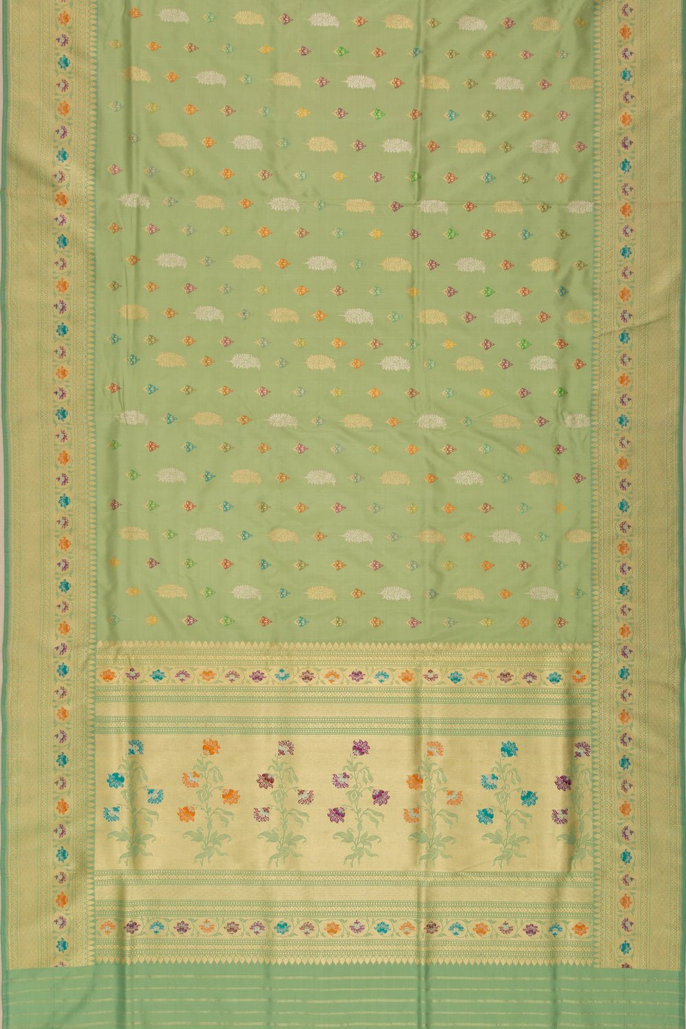 Banarasi Silk Kadwa Butta Green Saree