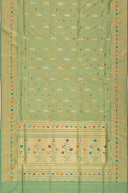 Banarasi Silk Kadwa Butta Green Saree