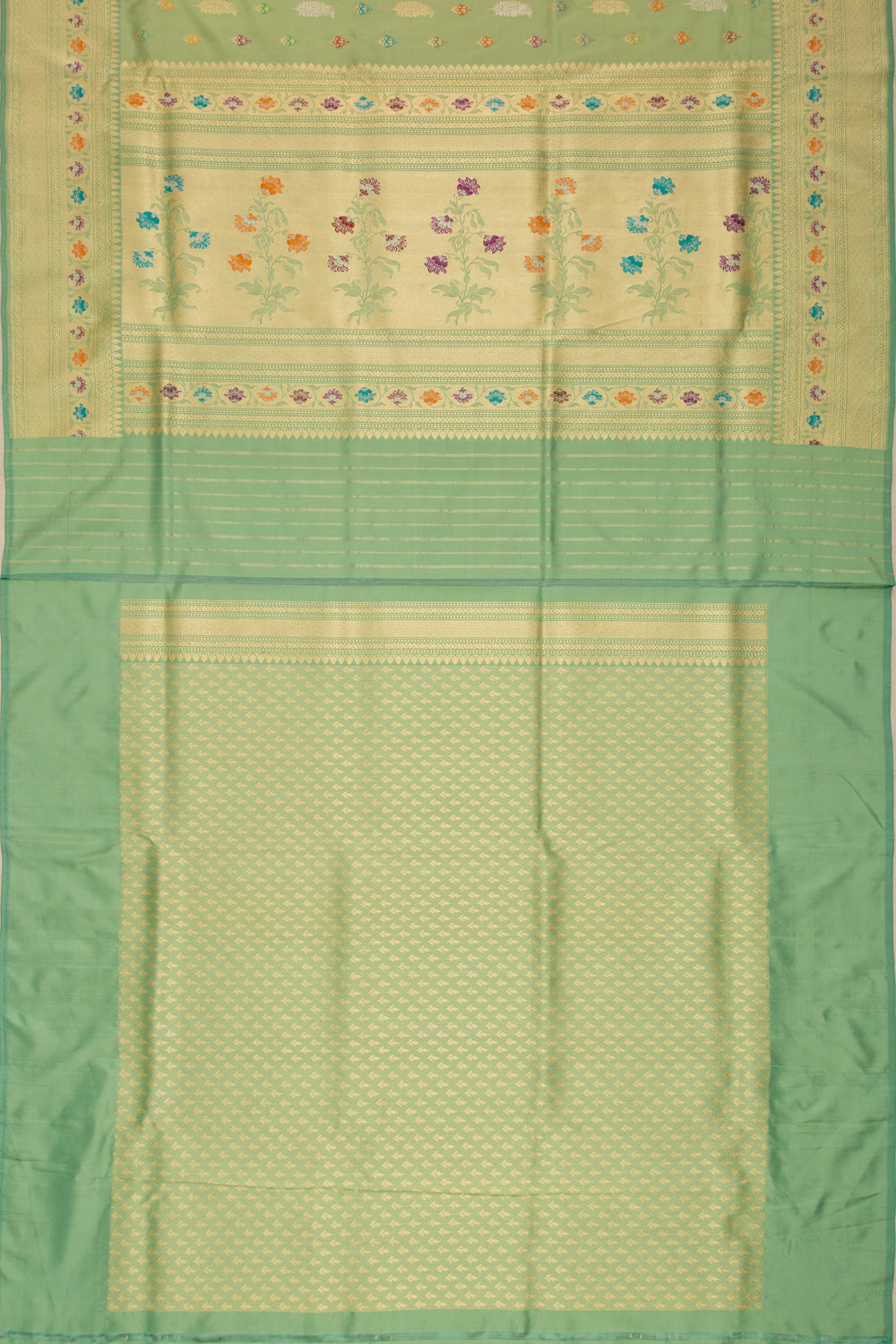 Banarasi Silk Kadwa Butta Green Saree