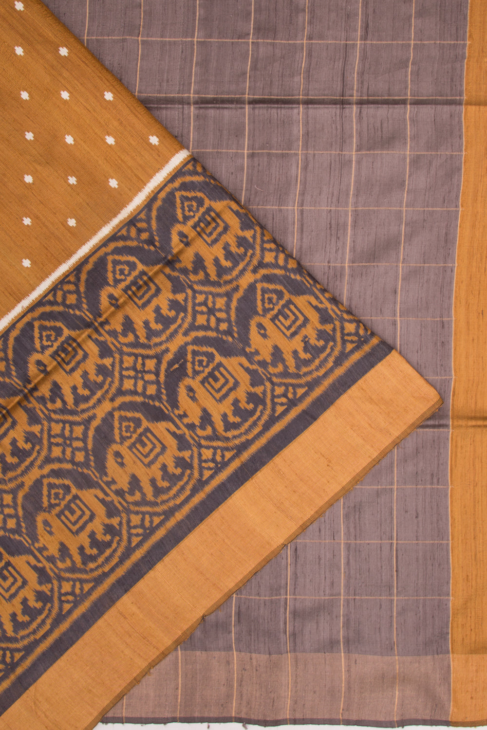 Tussar Printed Brown Saree