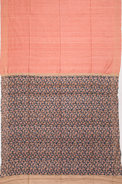 Tussar Checks Peach Saree