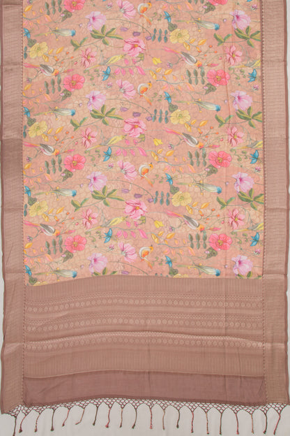 Chanderi Silk Floral Printed Snuff Saree