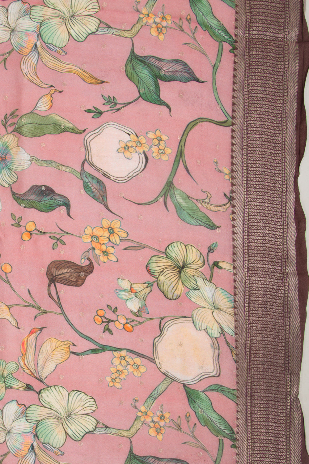 Chanderi Silk Floral Printed and Butta Pink Saree