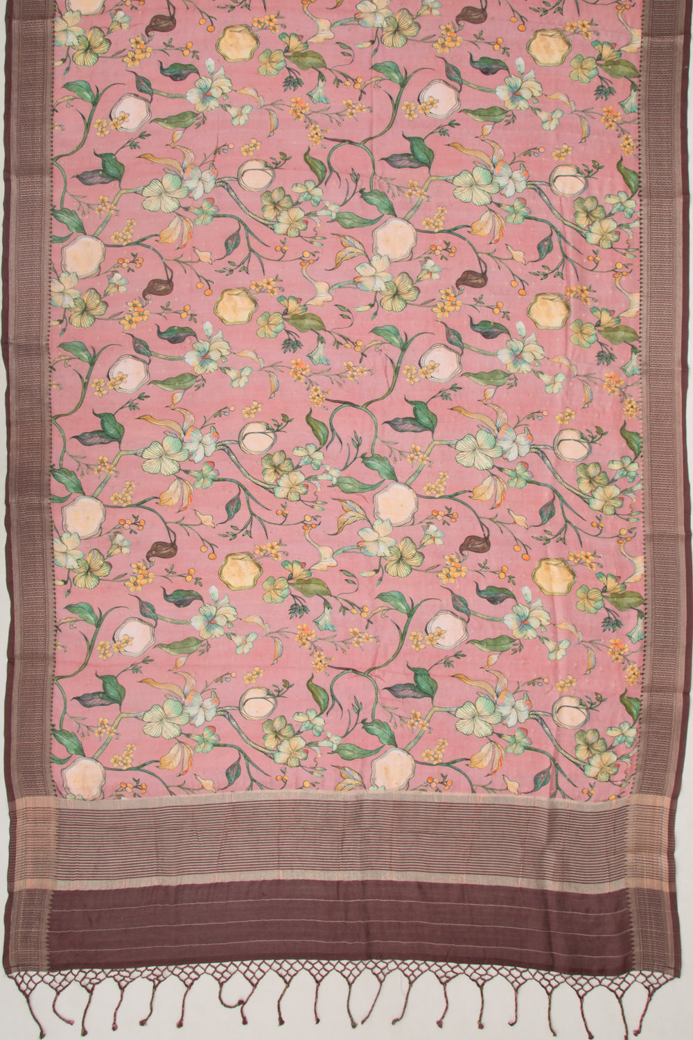 Chanderi Silk Floral Printed and Butta Pink Saree