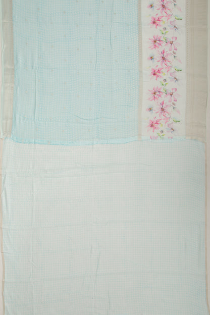 Chanderi Silk Printed And Butta Blue Saree