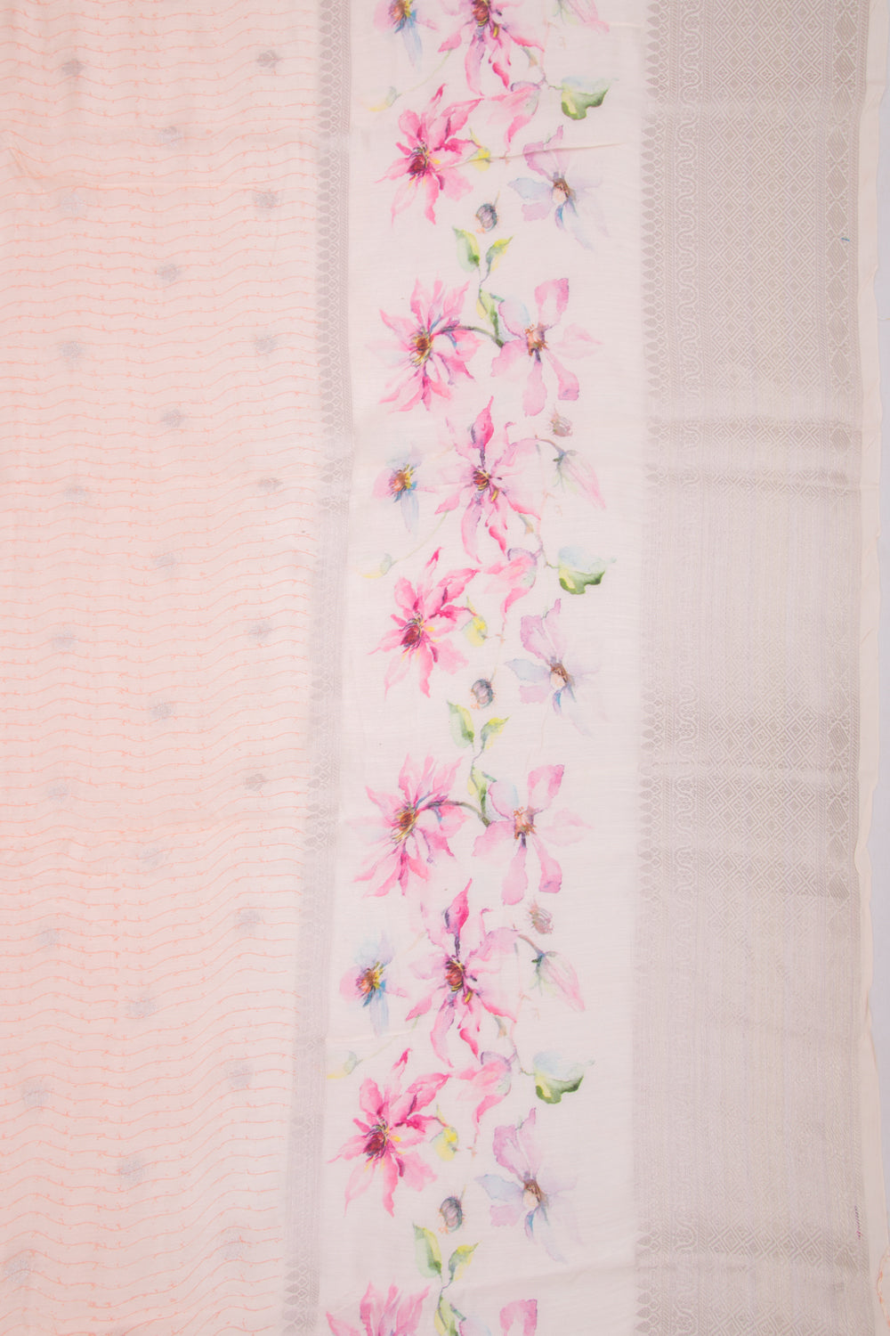 Chanderi Silk Printed And Butta Pastel Orange Saree