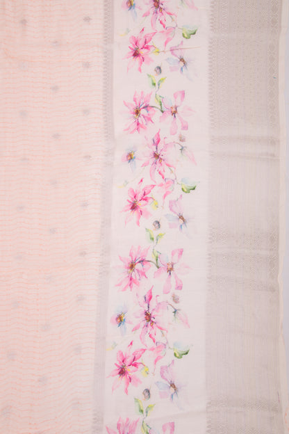 Chanderi Silk Printed And Butta Pastel Orange Saree