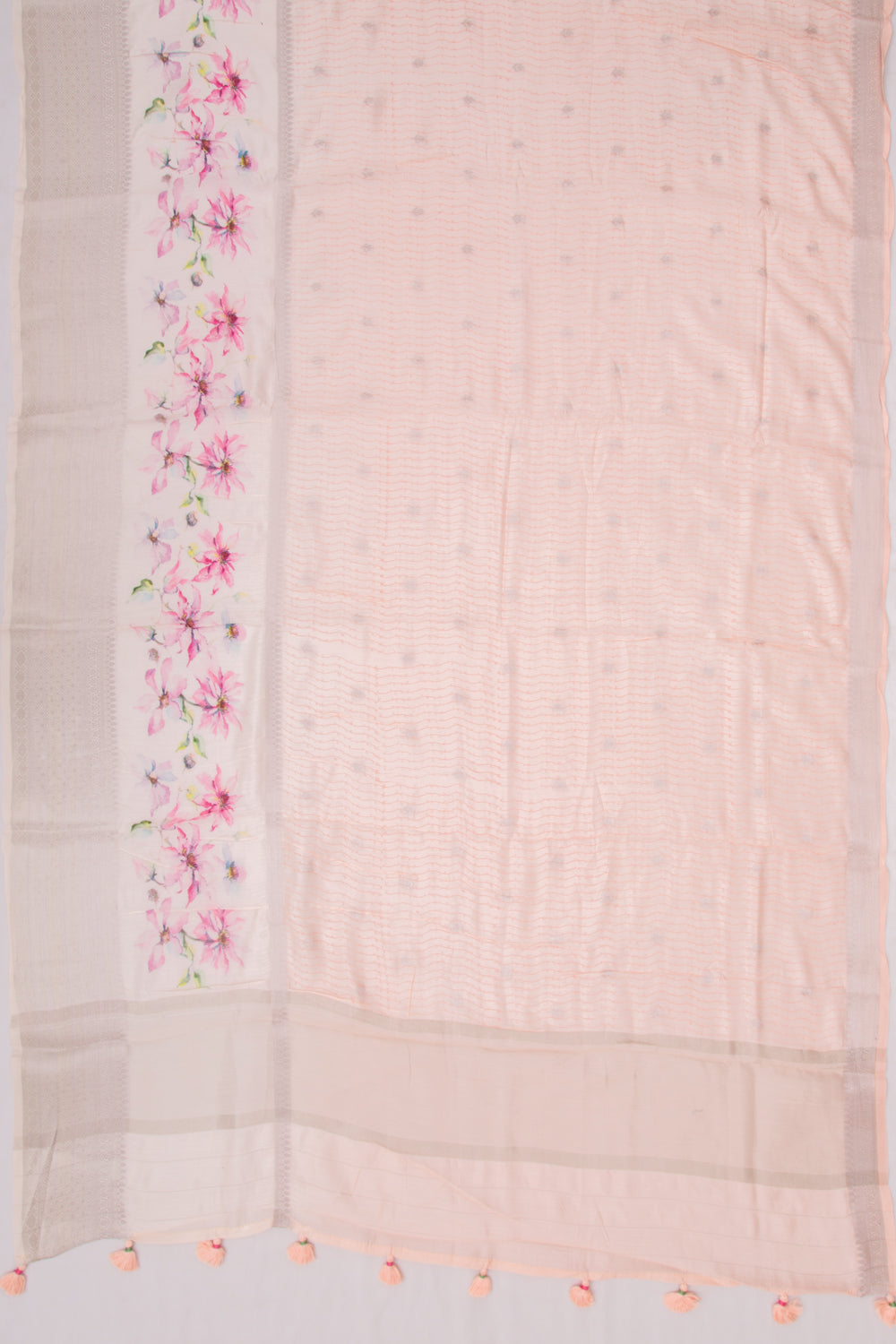 Chanderi Silk Printed And Butta Pastel Orange Saree