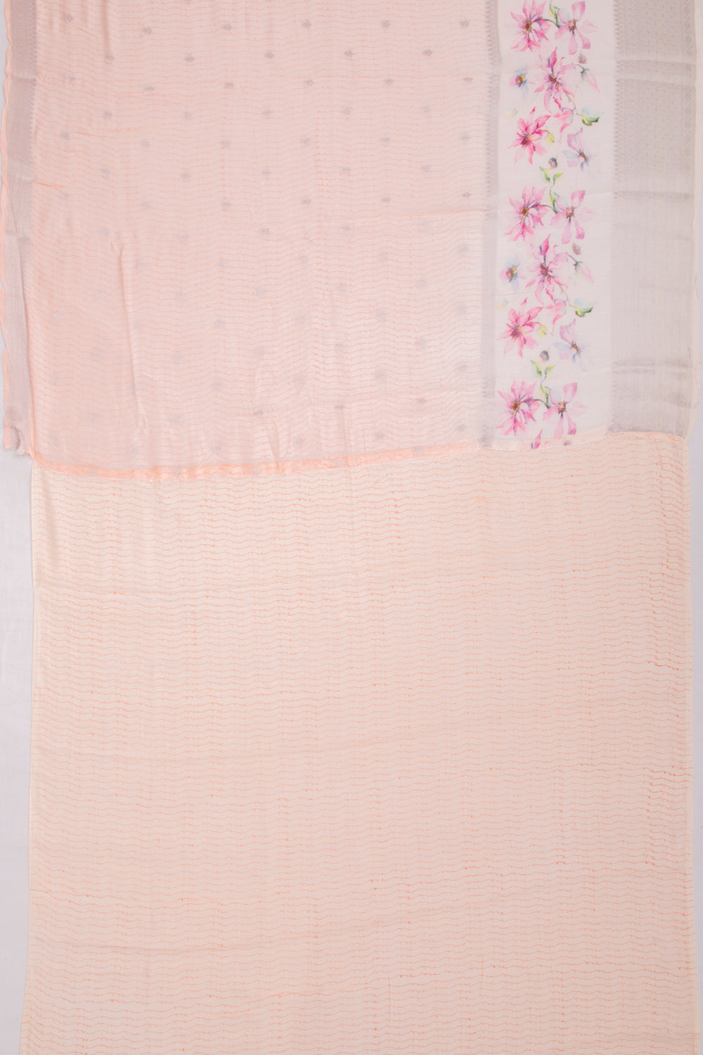Chanderi Silk Printed And Butta Pastel Orange Saree