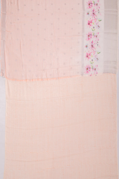 Chanderi Silk Printed And Butta Pastel Orange Saree