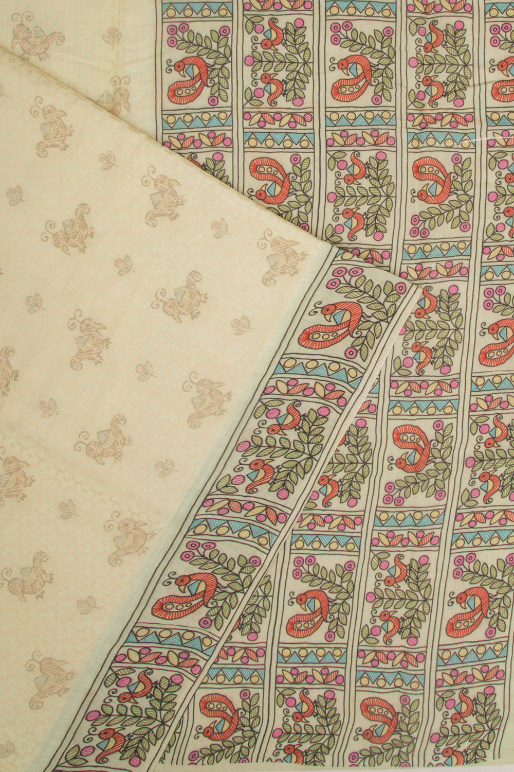 Chanderi Silk Printed And Brocade Pastel Green Saree