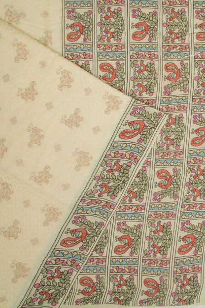 Chanderi Silk Printed And Brocade Pastel Green Saree