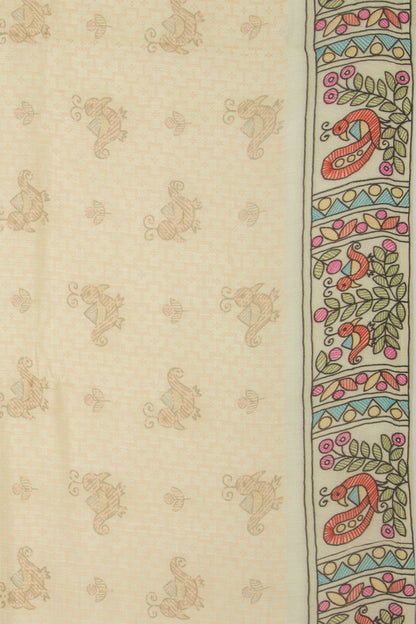 Chanderi Silk Printed And Brocade Pastel Green Saree