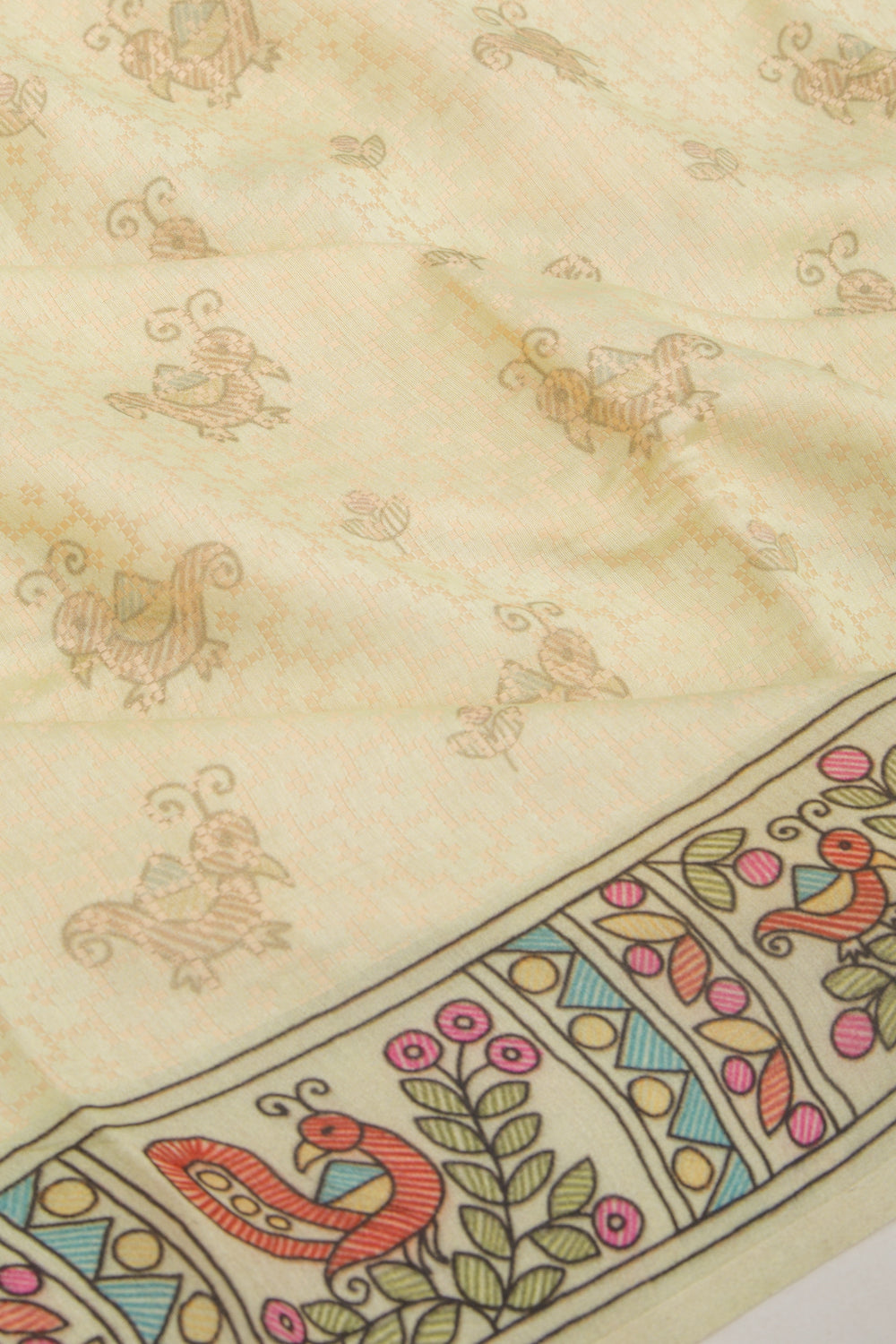 Chanderi Silk Printed And Brocade Pastel Green Saree