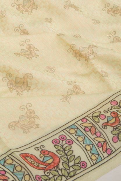 Chanderi Silk Printed And Brocade Pastel Green Saree