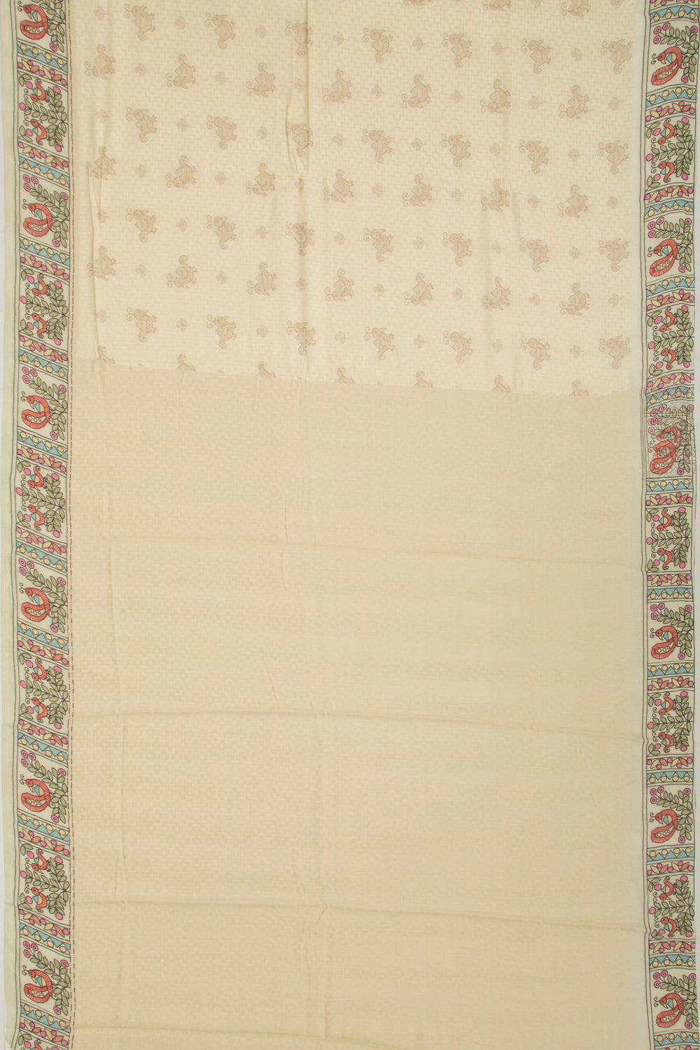 Chanderi Silk Printed And Brocade Pastel Green Saree