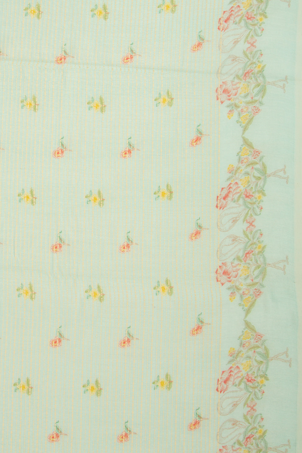 Chanderi Silk Printed And Lines Pastel Blue Saree