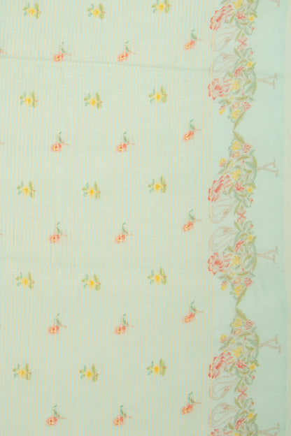 Chanderi Silk Printed And Lines Pastel Blue Saree