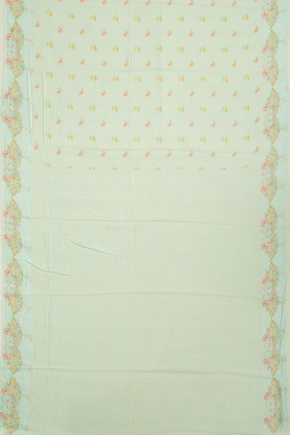Chanderi Silk Printed And Lines Pastel Blue Saree