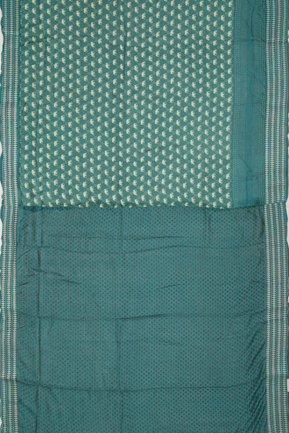 Chanderi Cotton Printed Cyan Blue Saree With Kantha Work