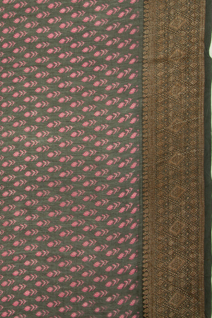 Chanderi Silk Floral Printed Black Saree