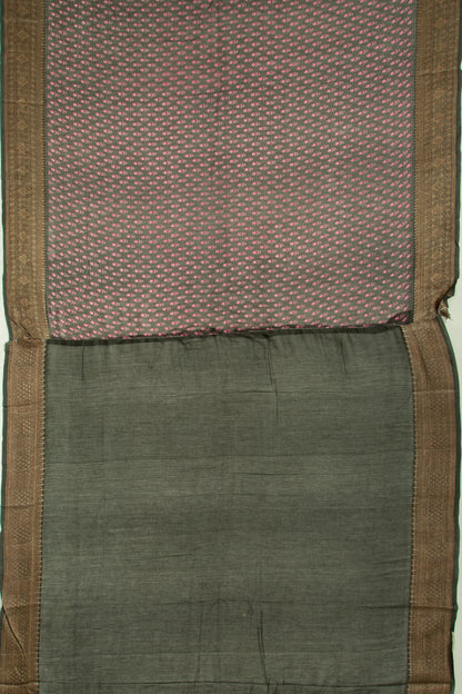 Chanderi Silk Floral Printed Black Saree