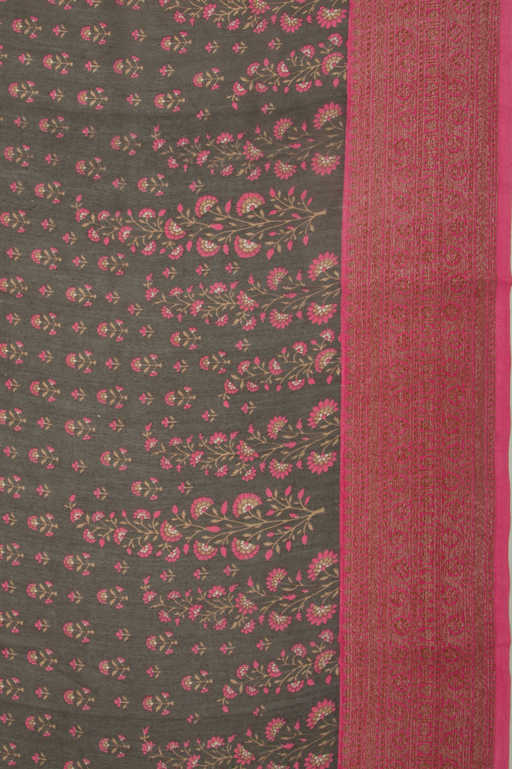 Chanderi Silk Floral Printed Black Saree