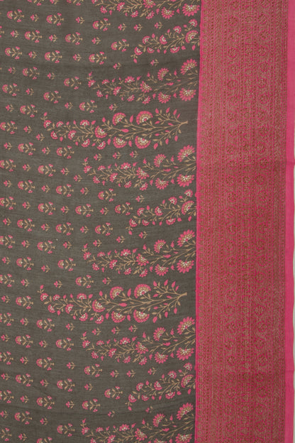 Chanderi Silk Floral Printed Black Saree