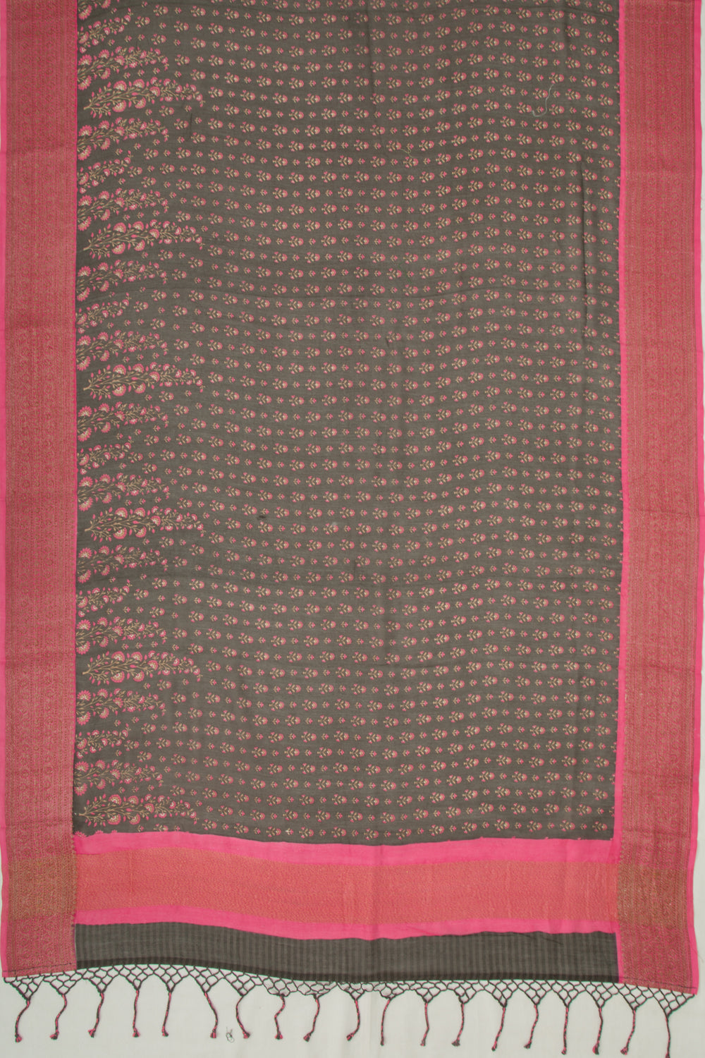 Chanderi Silk Floral Printed Black Saree