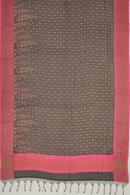 Chanderi Silk Floral Printed Black Saree