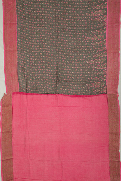 Chanderi Silk Floral Printed Black Saree