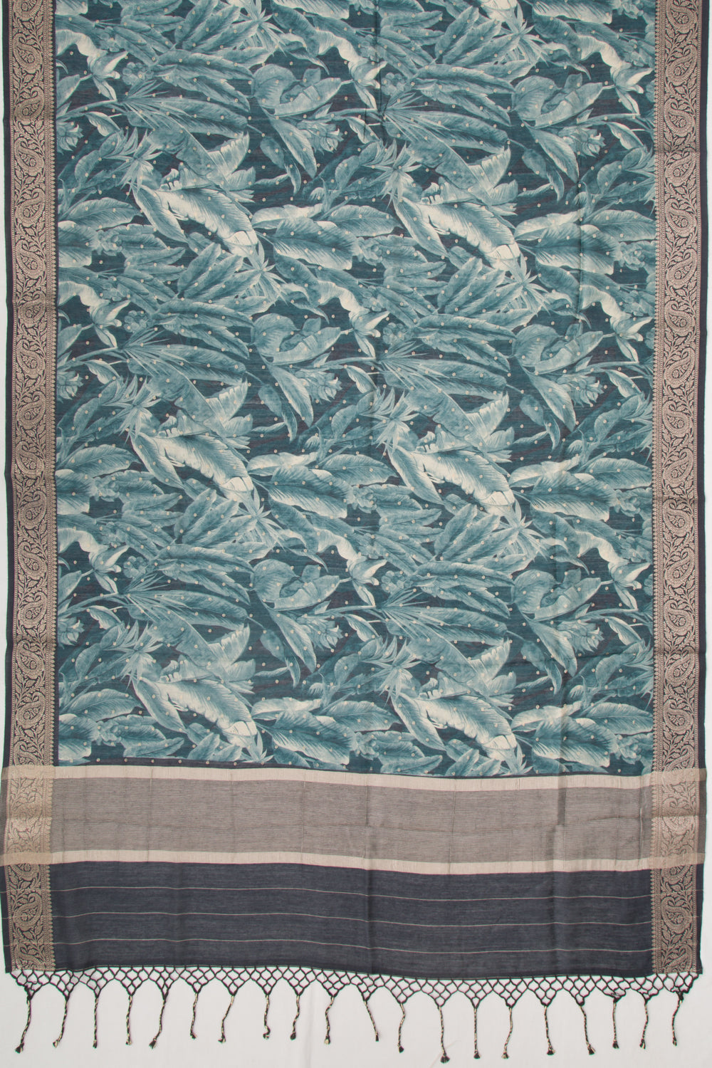 Chanderi Soft Silk Floral Printed And Butta Teal Blue Saree