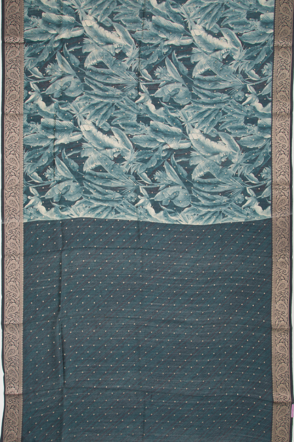 Chanderi Soft Silk Floral Printed And Butta Teal Blue Saree