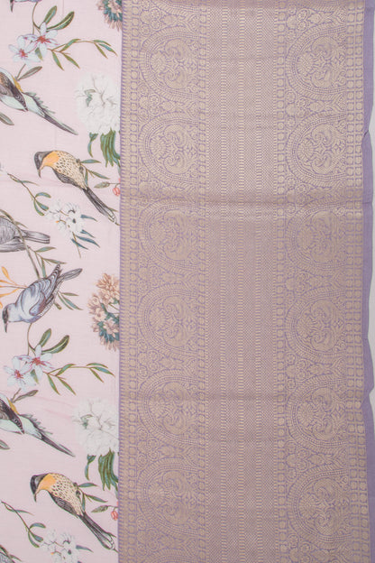 Chanderi Silk Printed Baby Pink Saree