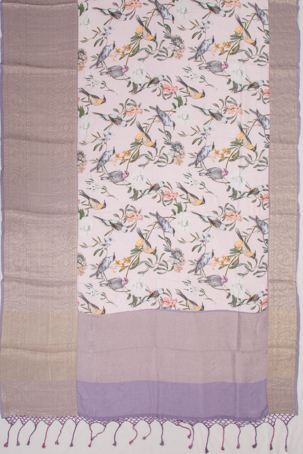 Chanderi Silk Printed Baby Pink Saree