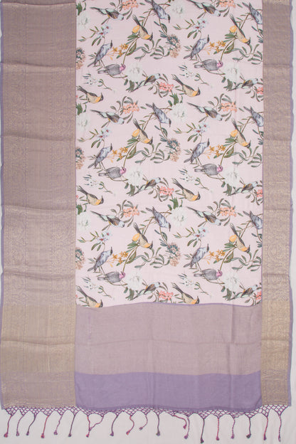 Chanderi Silk Printed Baby Pink Saree