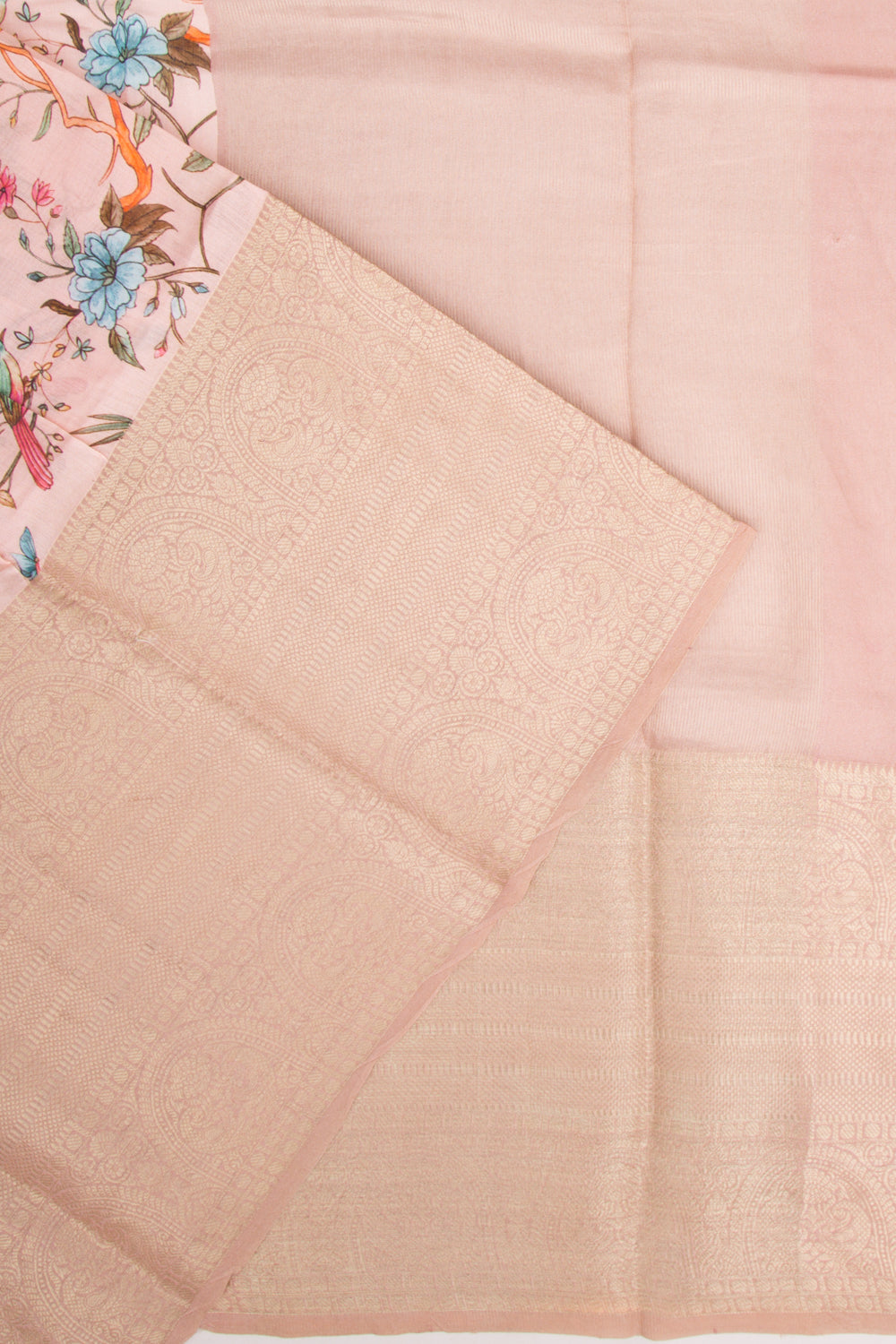 Chanderi Silk Floral Printed Peach Saree