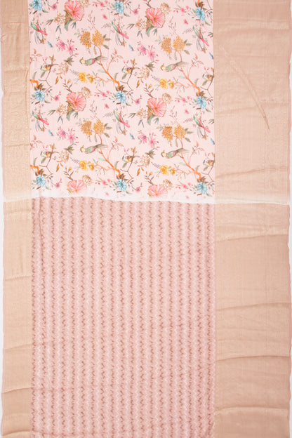 Chanderi Silk Floral Printed Peach Saree