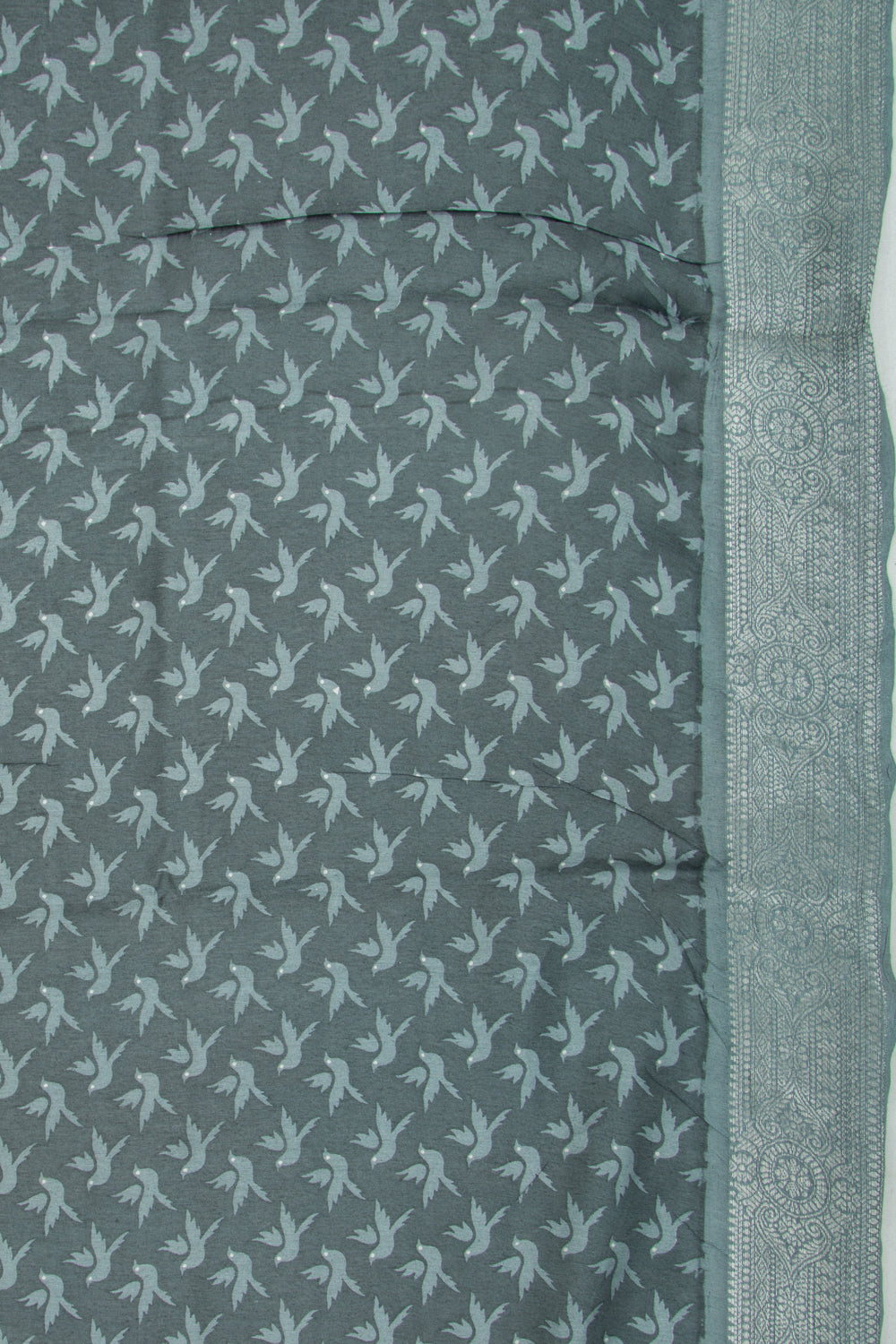 Chanderi Soft Silk Printed Grey Saree