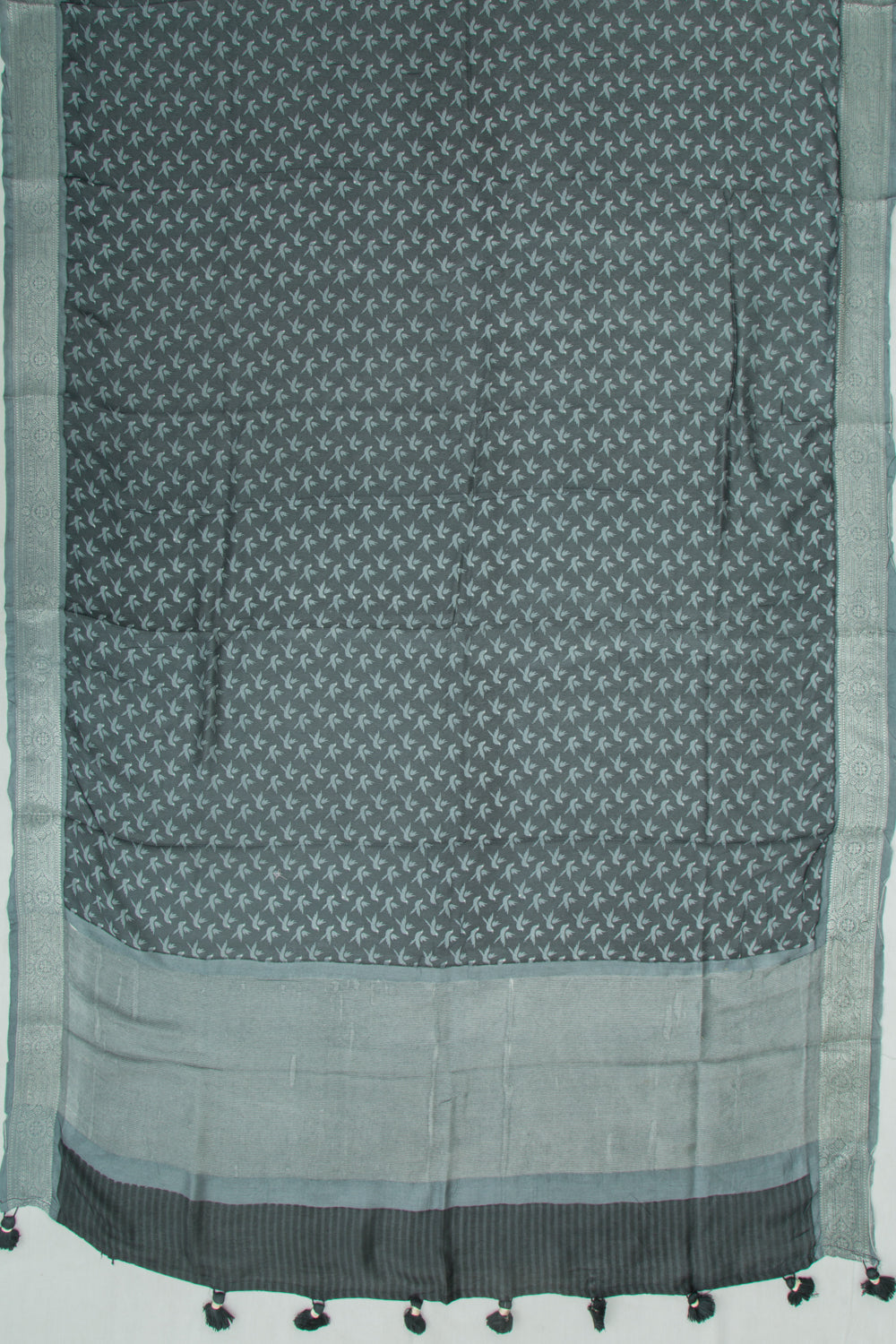 Chanderi Soft Silk Printed Grey Saree