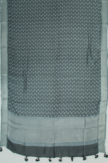 Chanderi Soft Silk Printed Grey Saree