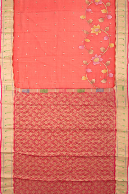 Kota Soft Silk Floral Printed And Butta Red Saree