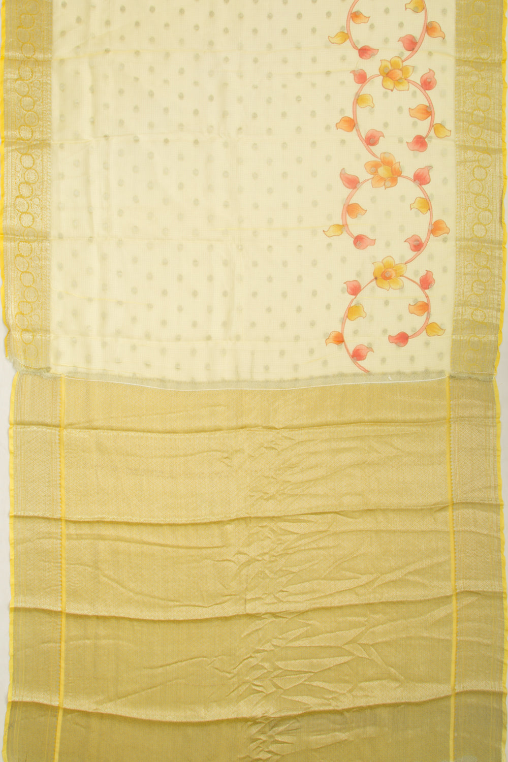 Kota Soft Silk Floral Printed And Butta Pastel Yellow Saree